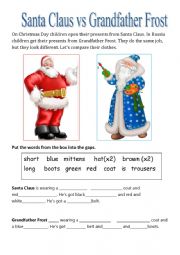 English Worksheet: Santa Claus and Grandfather Frost