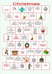 English Worksheet: Christmas - Board game