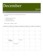 English Worksheet: Calendar 