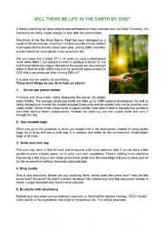 English Worksheet: Help the environment