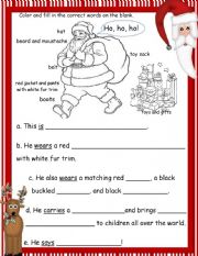 English Worksheet: Santa Claus: Christmas Sentence