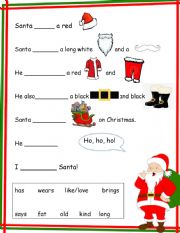 English Worksheet: Christmas Sentences: Santa Claus