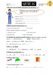 quiz for 9th grade  Moroccan students Middle school