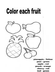 English Worksheet: Color each fruit 