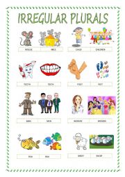 Irregular plurals worksheets