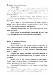 English Worksheet: ENGLISH, AN INTERNATIONAL LANGUAGE