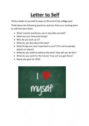 English Worksheet: Letter to Self