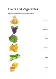 English Worksheet: Fruits and Vegetables Exercise