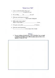 English Worksheet: Going to or Will. Grammar exercise and writing