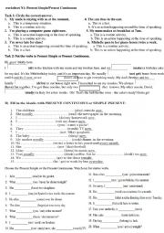 English Worksheet: {Present Simple-Present Continuous