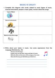English Worksheet: Music is great
