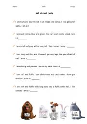 English Worksheet: All about pets
