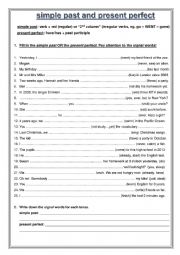 English Worksheet: simple past or present perfect