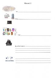 English Worksheet: Who am I?