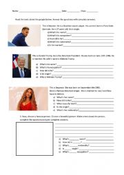 English Worksheet: Famous people and occupations