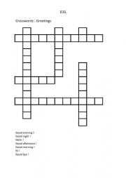 English Worksheet: crosswords _greetings