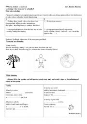 English Worksheet: family life