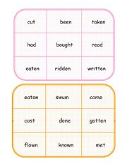 English Worksheet: Bingo Verbs in past participle