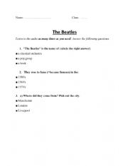 English Worksheet: Quizz about the beatles