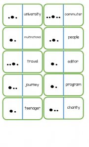 English Worksheet: Pronunciation Dominoes - Word Stress (page 2/2) + Instructions