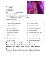 English Worksheet: 7 rings