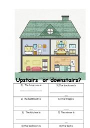 English Worksheet: Upstairs or downstairs?