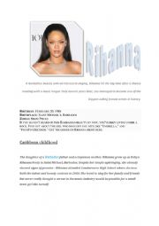 Rihanna Biography reading Past Simple Present Perfect tasks