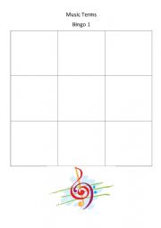 English Worksheet: Music Bingo