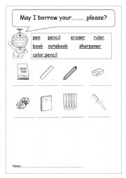 English Worksheet: school things