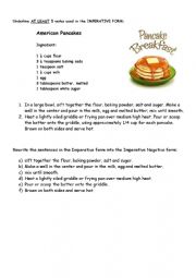 English Worksheet: Imperative Pancake recipe