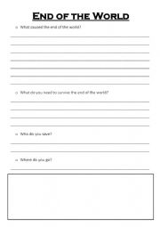 English Worksheet: End Of The World
