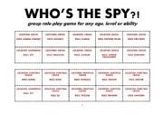 English Worksheet: Whos the Spy?