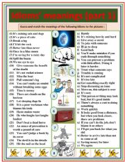 English Worksheet: Idioms meanings (part 1) 