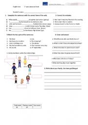 English Worksheet: family 