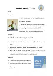 English Worksheet: Little Prince chapter 6-10