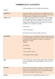 English Worksheet: ESL Terminology Glossary