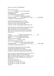 English Worksheet: Song - Call out my name - The Weekend