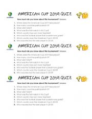 English Worksheet: AMERICAN CUP BRAZIL 2019