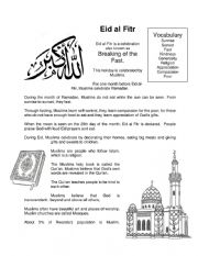 English Worksheet: Eid al Fitr