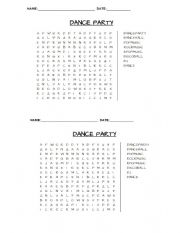 Dance party worksheet