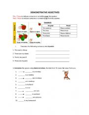 English Worksheet: Demonstratives