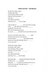 English Worksheet: Father and Son lyrics to complete