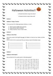 English Worksheet: Halloween Activity Sheet