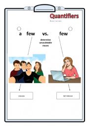 English Worksheet: a few vs. few 