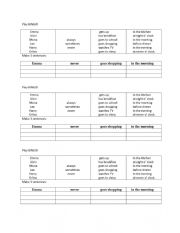 English Worksheet: bingo daily routines