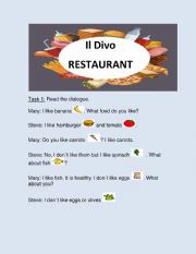 English Worksheet: IL DIV RESTAURANT