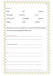 English Worksheet: Exercise building sentences with Vocabulary