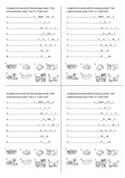 English Worksheet: Complete with vowels and write like/dont like