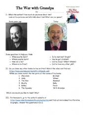 English Worksheet: The War with Grandpa by Robert Kimmel Smth - Authors Biography - Cover Analysis