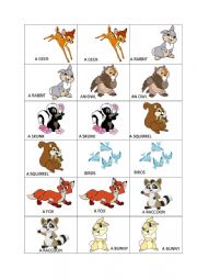 English Worksheet: Bambi memory game